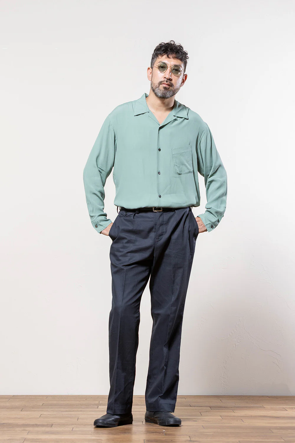 ACV-SH02RY RAYON SLANT POCKET OPEN COLLAR SHIRT(LONG SLEEVE) - Image 2