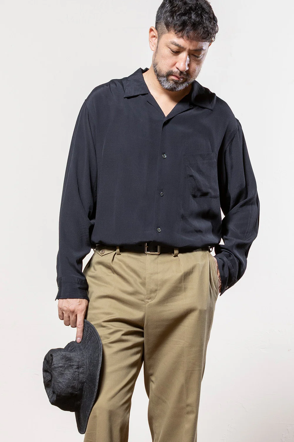 ACV-SH02RY RAYON SLANT POCKET OPEN COLLAR SHIRT(LONG SLEEVE) - Image 7