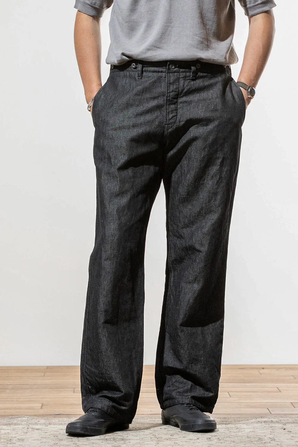 ACV-TR03CLD COTTON LINEN DENIM BUCKLE BACK TROUSERS (25SS Ver.)